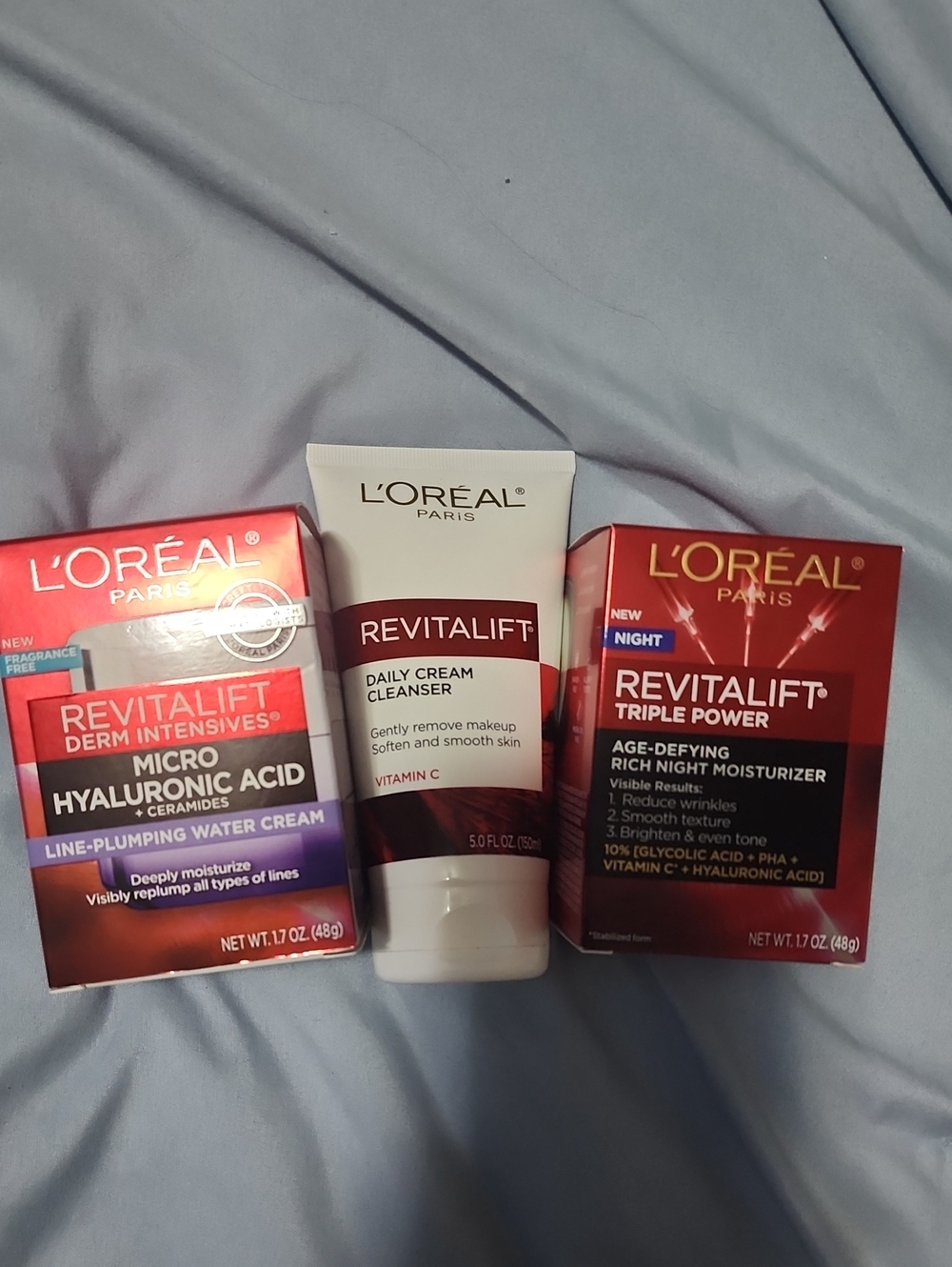 3 Revitalift Daily Cream Cleanser & Night Moisturizer Set - Red